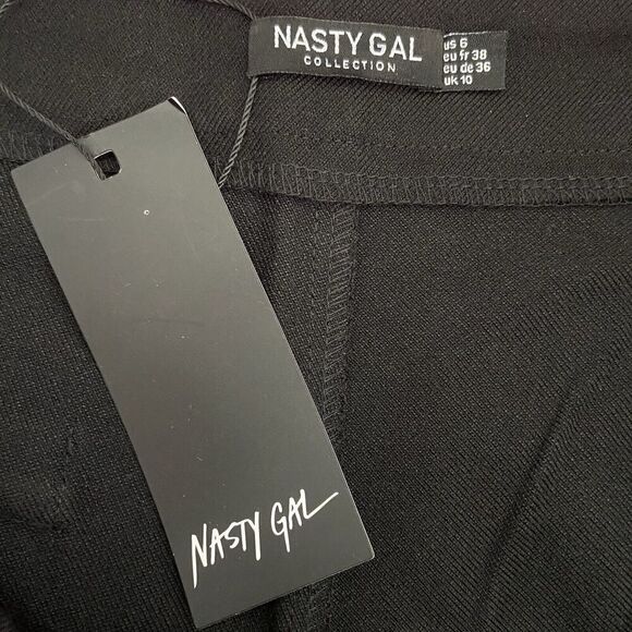 Nasty Gal Tapered Pleated High Waisted Smart Pants Black Size US 6 - Picture 5 of 12